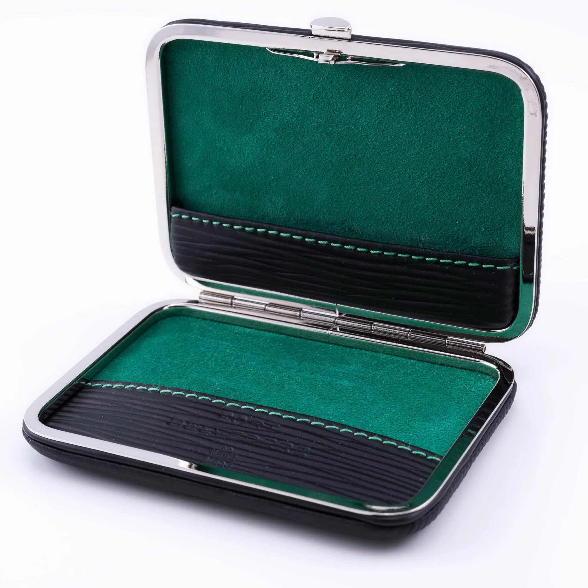 Black & Green Leather Business Card Case