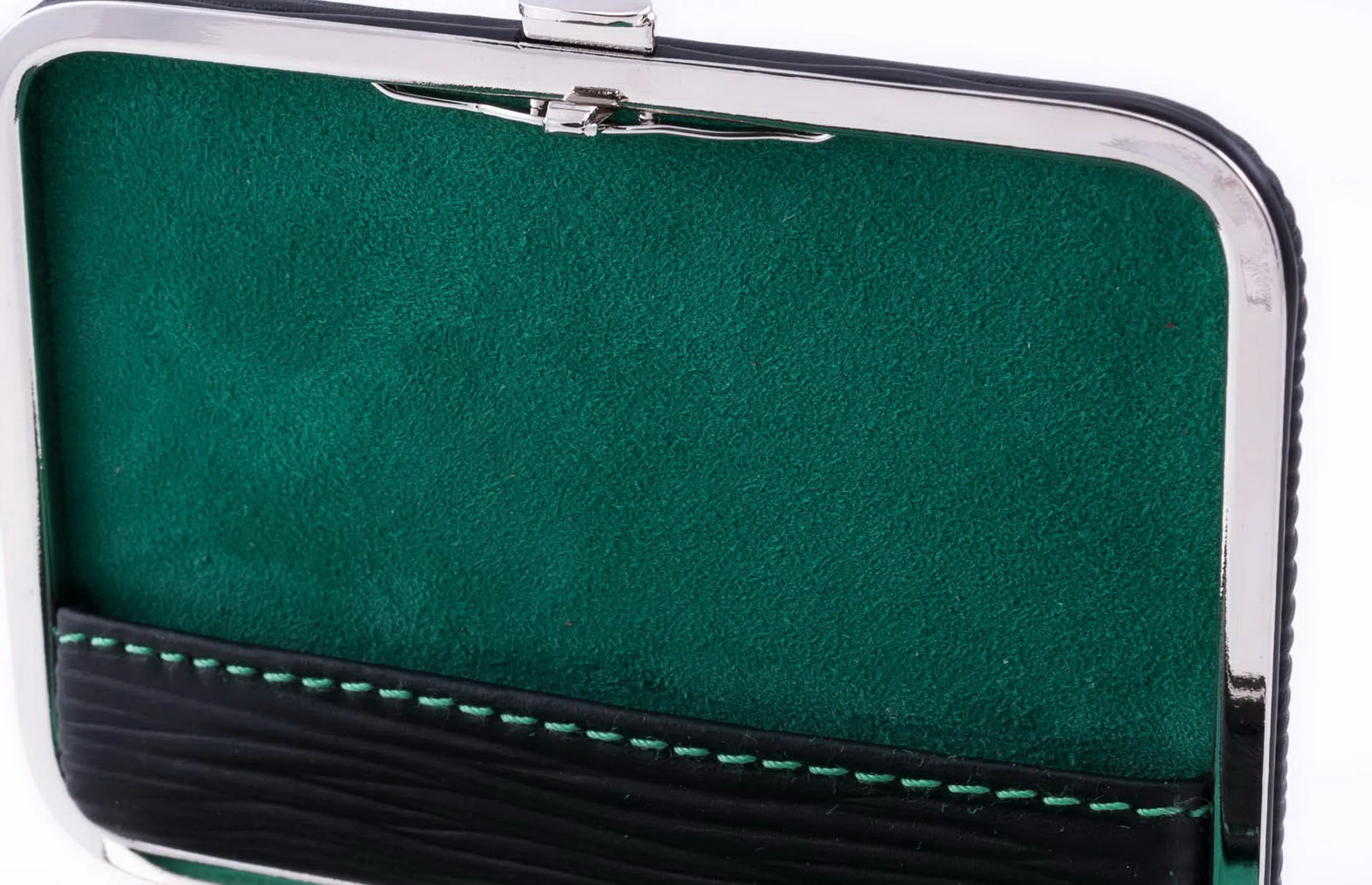 Black & Green Leather Business Card Case