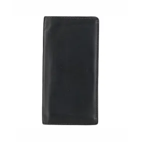 Black Leather Zipper Folder Wallet