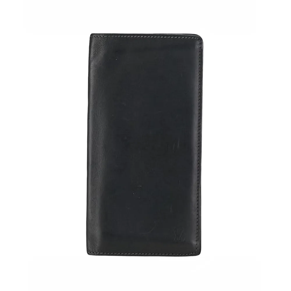 Black Leather Zipper Folder Wallet