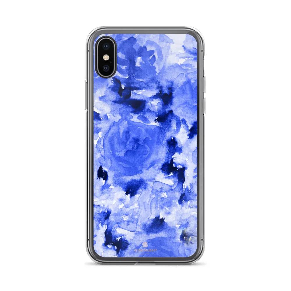 Blue Floral Rose iPhone Case, iPhone X | XS | XR | XS Max | 8 | 8  Phone Case-Made in USA/EU