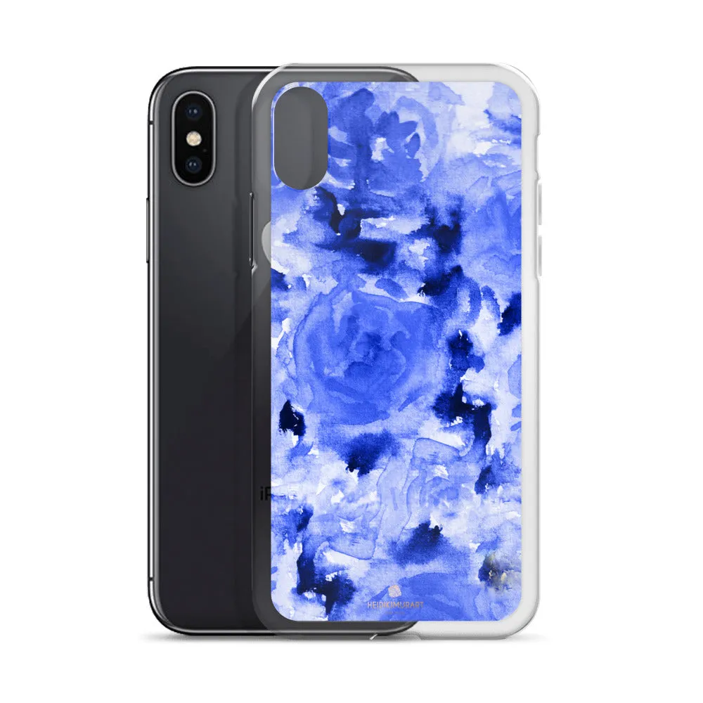 Blue Floral Rose iPhone Case, iPhone X | XS | XR | XS Max | 8 | 8  Phone Case-Made in USA/EU