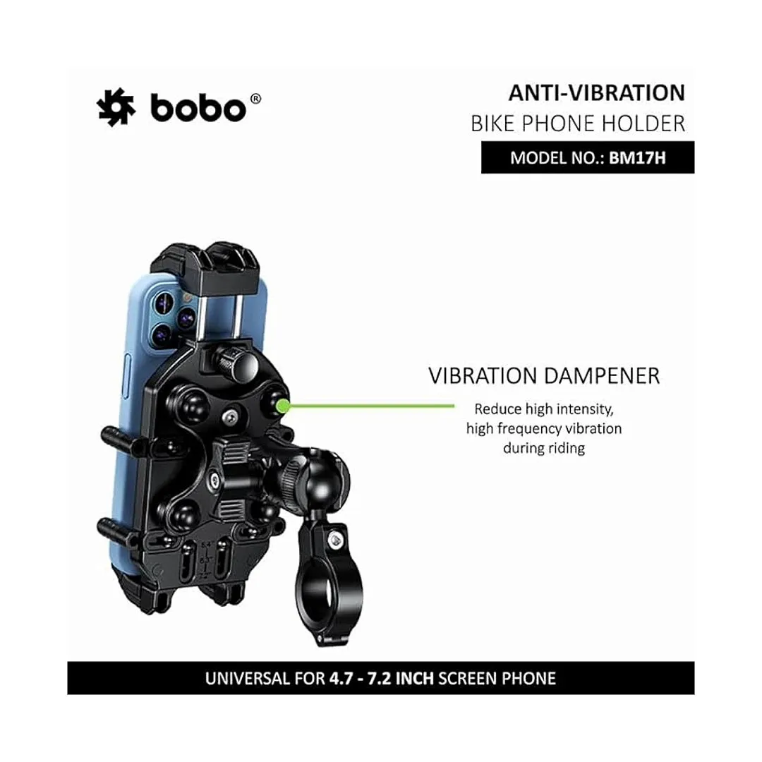 BOBO BM17H PRO Handlebar (or Mirror) Anti-Vibration Bike / Cycle Phone Holder Motorcycle Mobile Mount