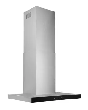 Broan Stainless Steel WITH Black Glass Panel 30" 450 CFM Designer Chimney Range Hood - BWT1304SSB