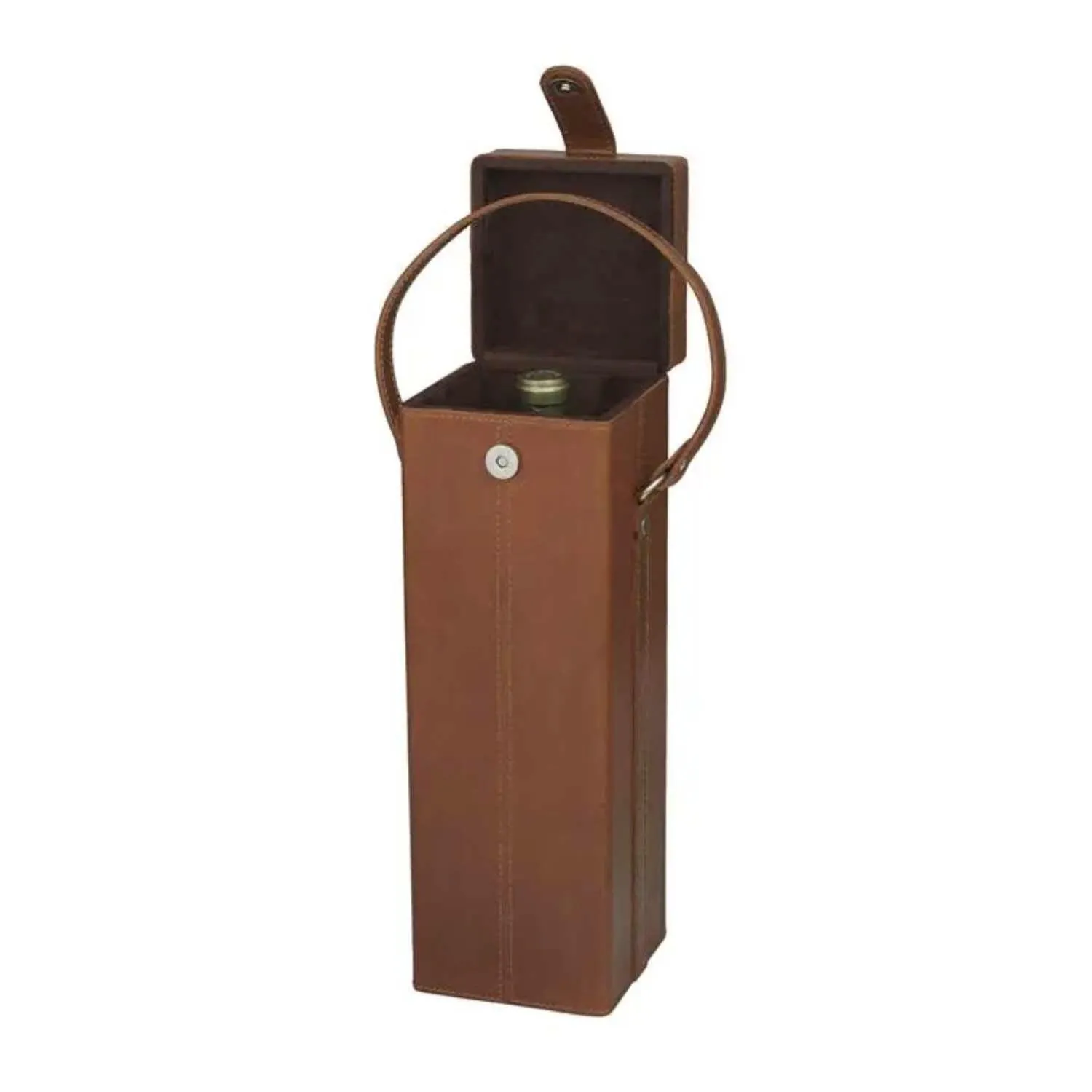 Brown Leather Wine Bottle Carrying Case