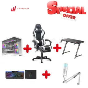 Bundle PC Intel Core i5-14400F, RTX 4070 SUPER 12GB,16 GB RAM, with Gamax Gaming Chair Model 1-LT001L White, Z5-1160 Carbon Fiber Gaming Table 100*60*75cm, Sades Gaming Combo Battle Ram & Sades SW-MC04 OTUS Gaming Microphone White