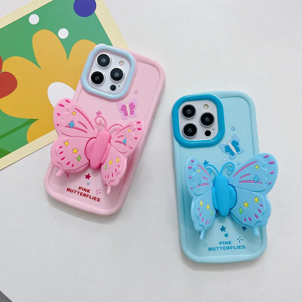 Butterfly Folding Wings Stand Silicone Soft Case - iPhone 12 Pro Max