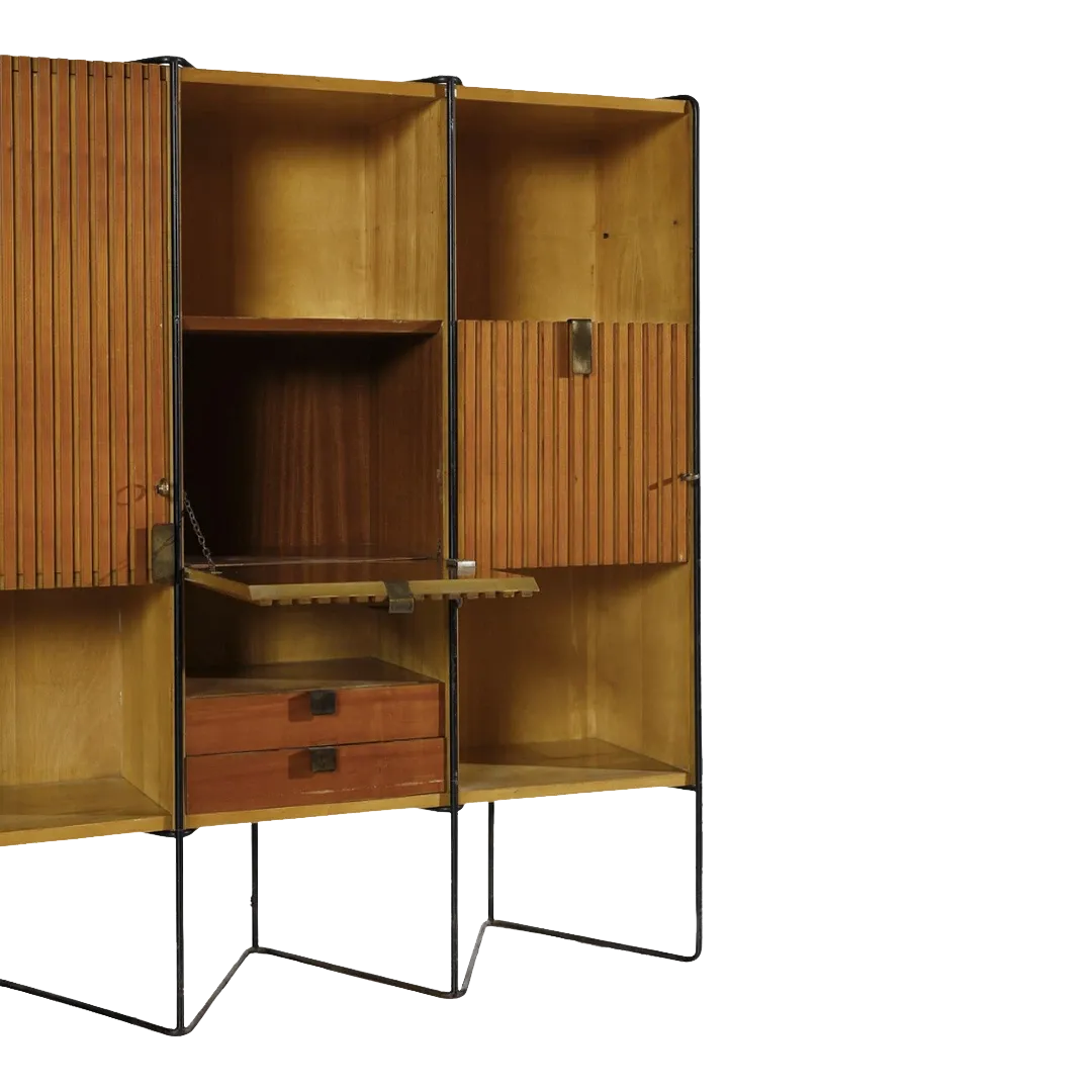 c1953 Taichiro Nakai : cherrywood & brass 8.5' cabinet, Italy