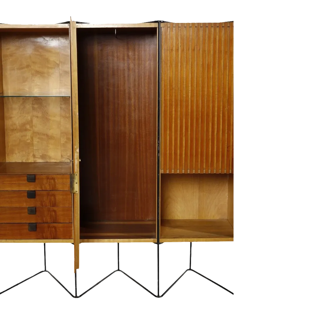 c1953 Taichiro Nakai : cherrywood & brass 8.5' cabinet, Italy