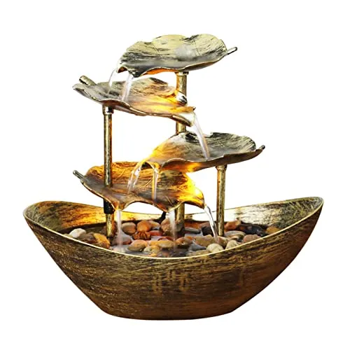 CALANDIS® Relaxation Indoor Tabletop Fountain LED Light for Garden Desktop Decoration Golden