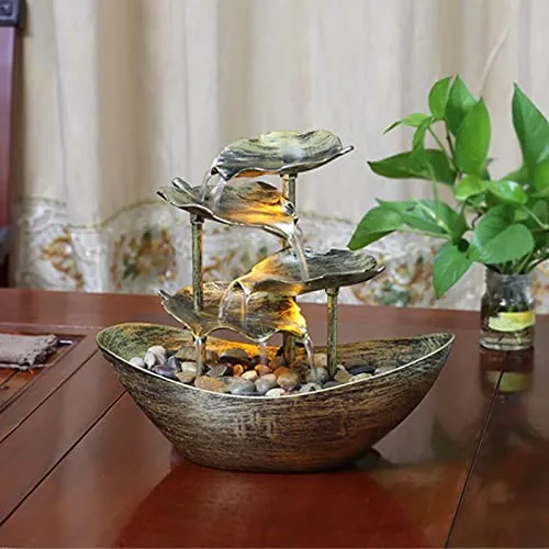 CALANDIS® Relaxation Indoor Tabletop Fountain LED Light for Garden Desktop Decoration Golden