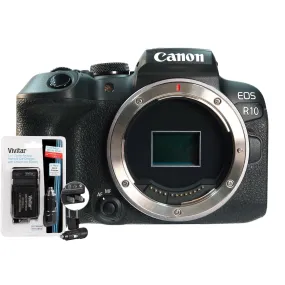 Canon EOS R10 Mirrorless Digital Camera Body Black with Replacement Battery and Charger