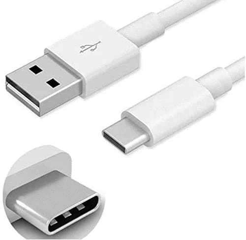 Charger USB Type-C Fast Charging USB 2.0 Data Transfer Cable - White - Length 1 Meter For Android