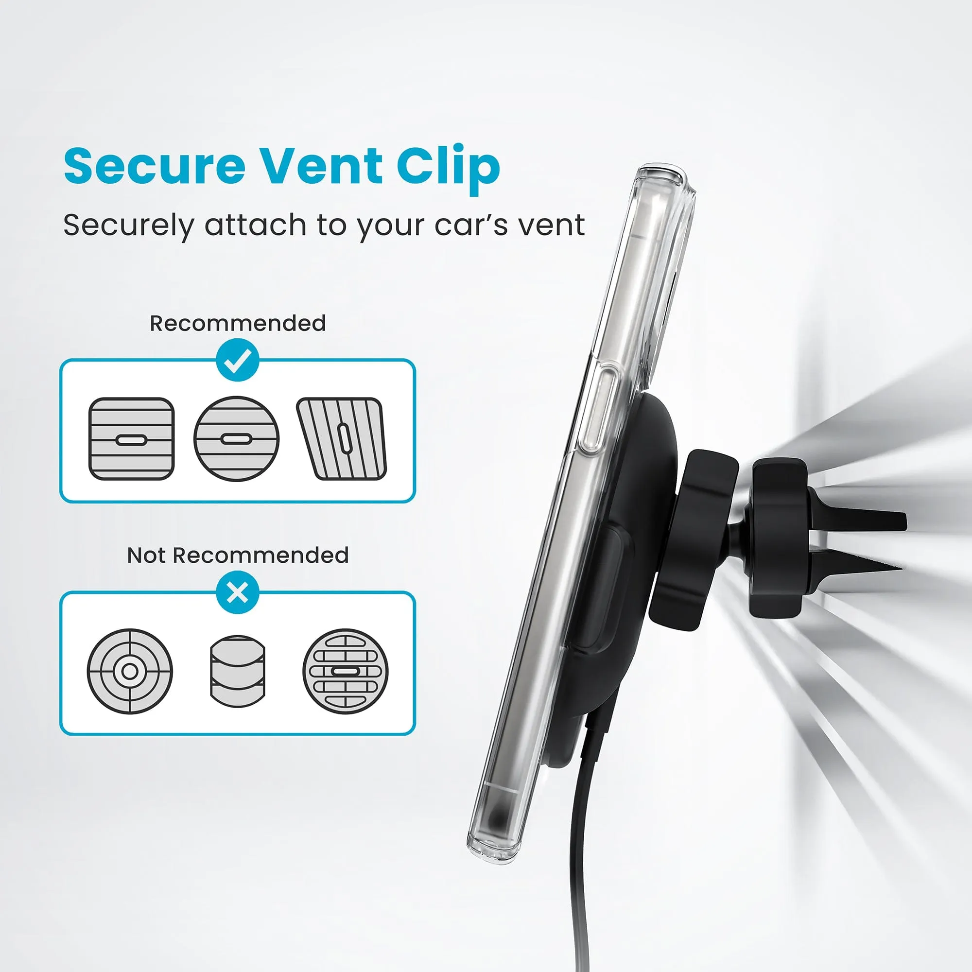 Charging Car Vent Mount for MagSafe with ClickLock