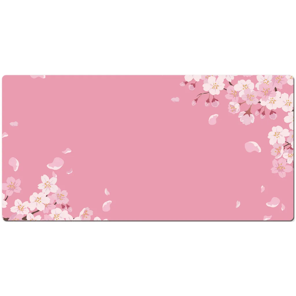 Cherry Blossoms Desk Mat, Pink Art Large Small Wide Gaming Keyboard Mouse Unique Office Computer Laptop Pad