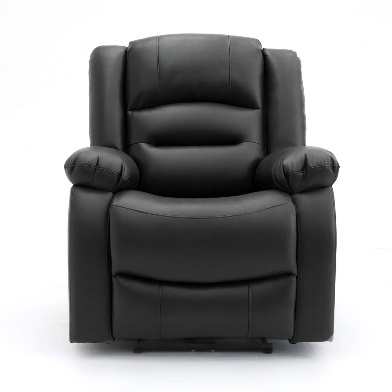 Chicago Electric Leather Recliner Sofa - Black Armchair - 92 cm