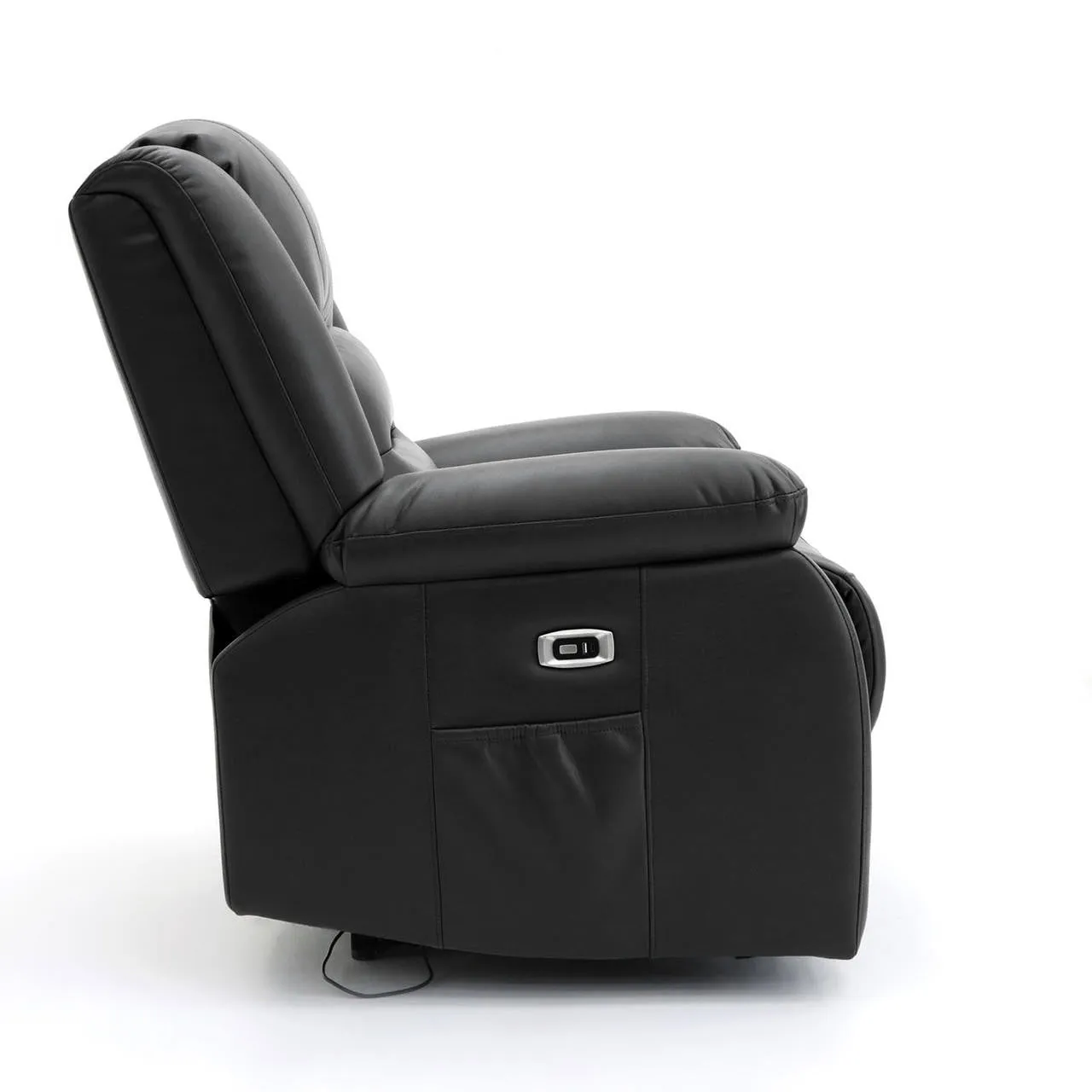 Chicago Electric Leather Recliner Sofa - Black Armchair - 92 cm