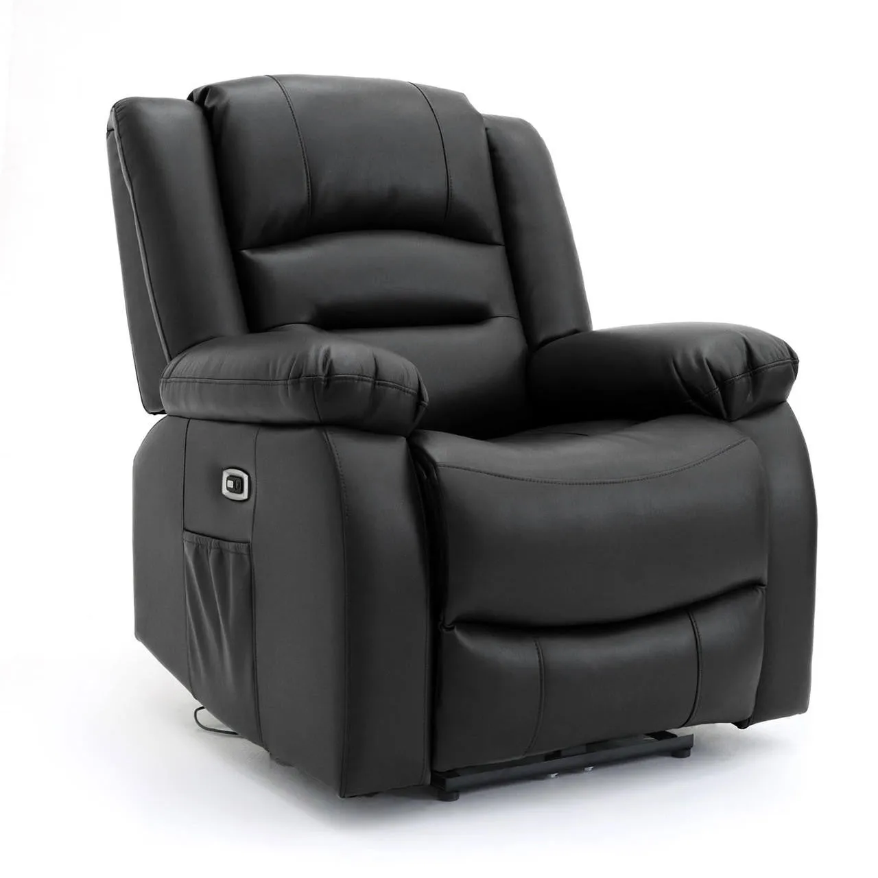 Chicago Electric Leather Recliner Sofa - Black Armchair - 92 cm