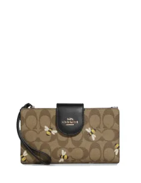 Coach Tech Wallet In Signature Canvas With Bee Print