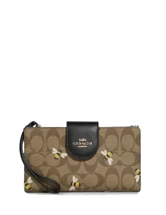 Coach Tech Wallet In Signature Canvas With Bee Print