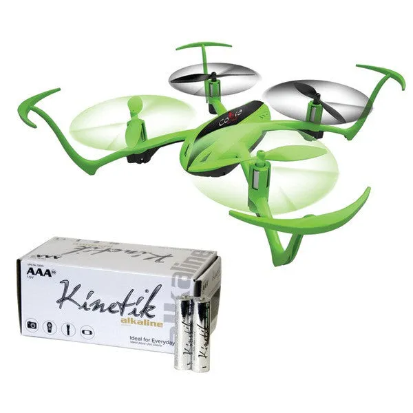 Cobra Rc Toys 909318 Inverted Flight Stunt Drone & Kinetic 50 Pk Aaa