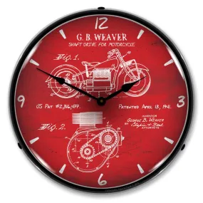 Collectable Sign and Clock - 1941 Indian Motorcycle Patent Clock