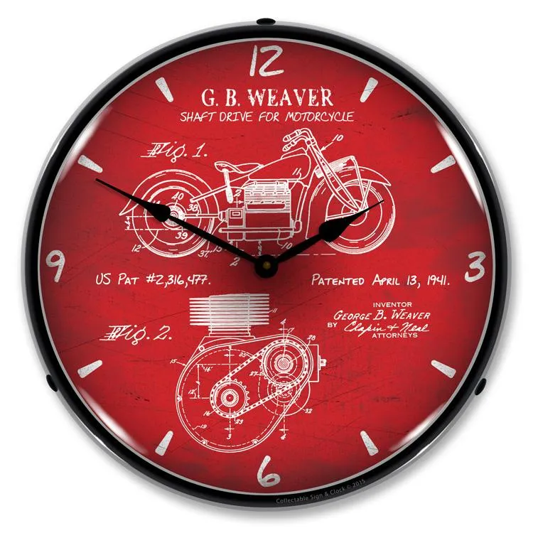 Collectable Sign and Clock - 1941 Indian Motorcycle Patent Clock