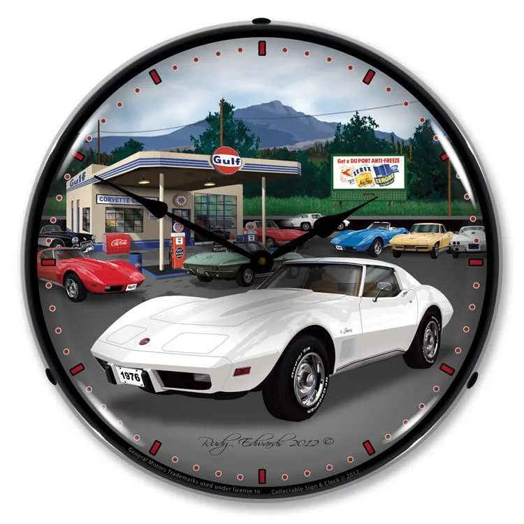 Collectable Sign and Clock - 1976 Corvette Clock