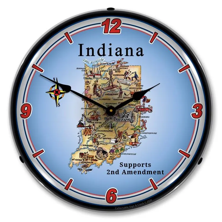 Collectable Sign and Clock - Indiana Supports the 2nd Amendment Clock