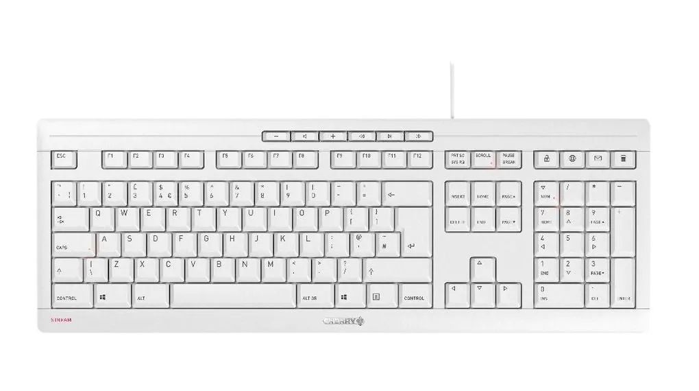 ^Corded Pale Grey Stream Keyboard Gb