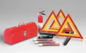 Cortina DOT Emergency Fleet Kit -   (3) Triangles, 1() 2.5 lb. fire extinguisher, (3) 20-min. fuses in Metal Case