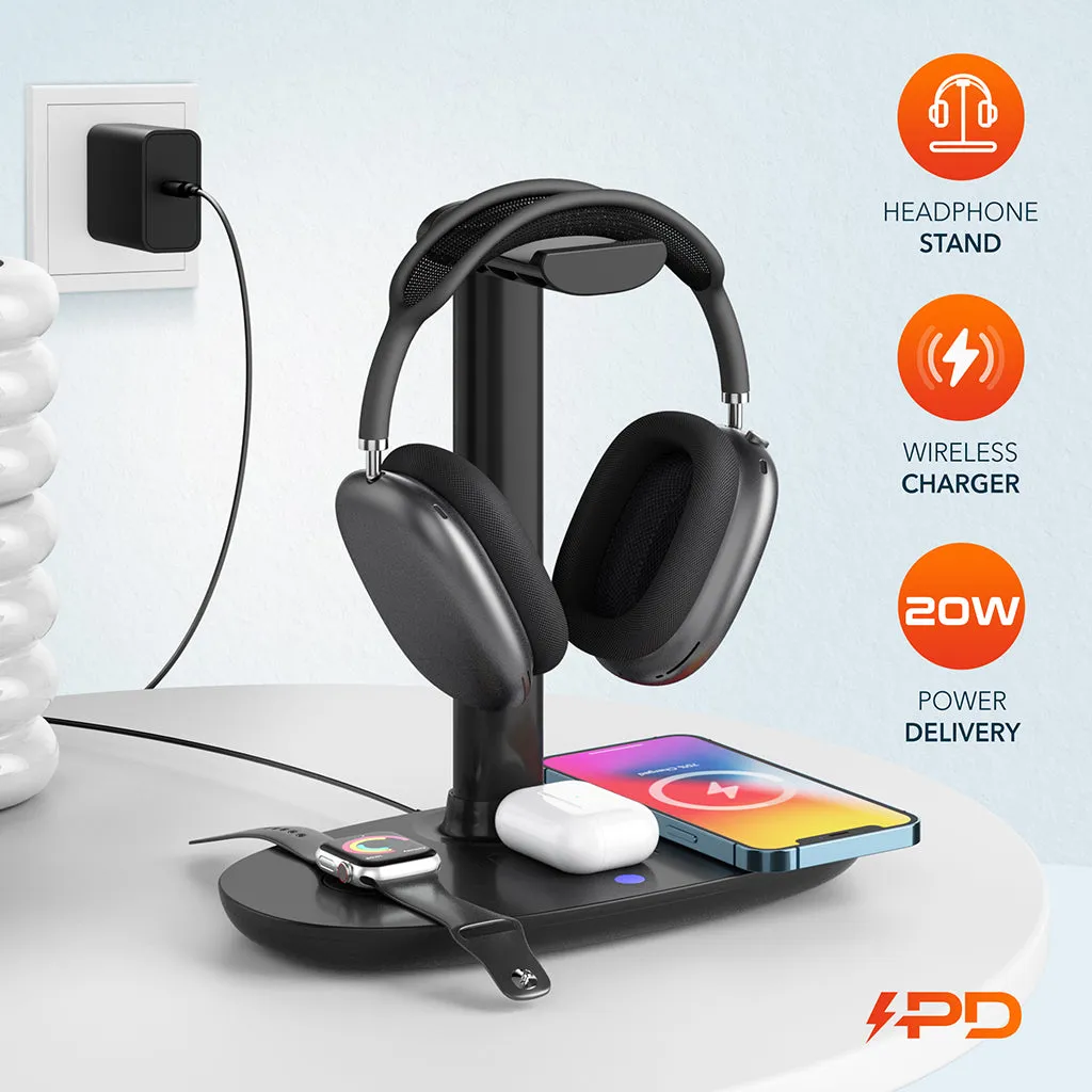 Delton HS1 Headset Stand with Wireless Charging