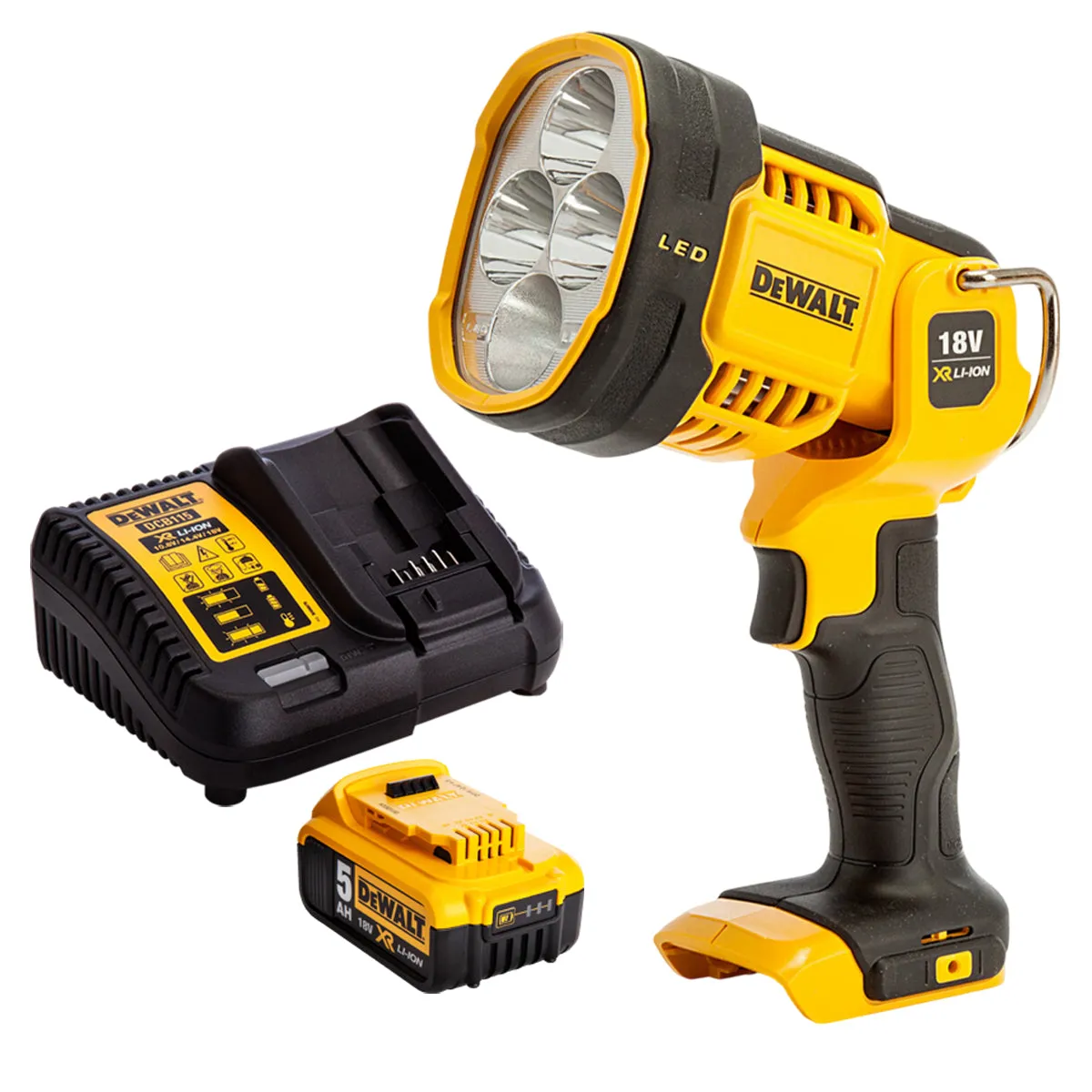 DeWalt DCL043 18V LED Spotlight with 1 x 5.0Ah Battery & Charger