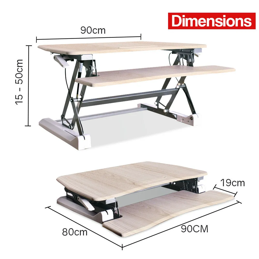 Dual Monitor Height Adjustable Sit Stand Desk Riser - Fortia