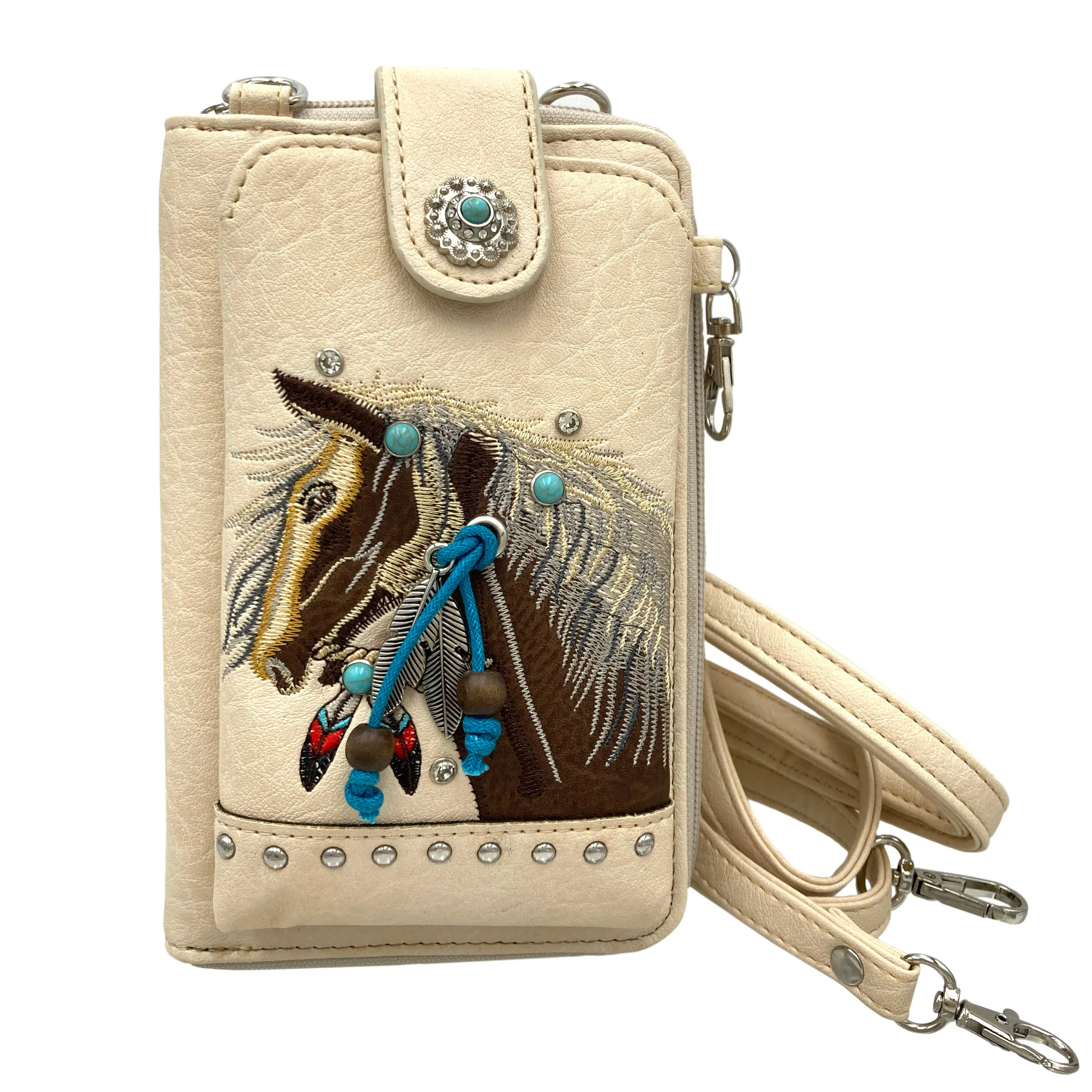 Embroidered Horse Crossbody Western Phone Wallet