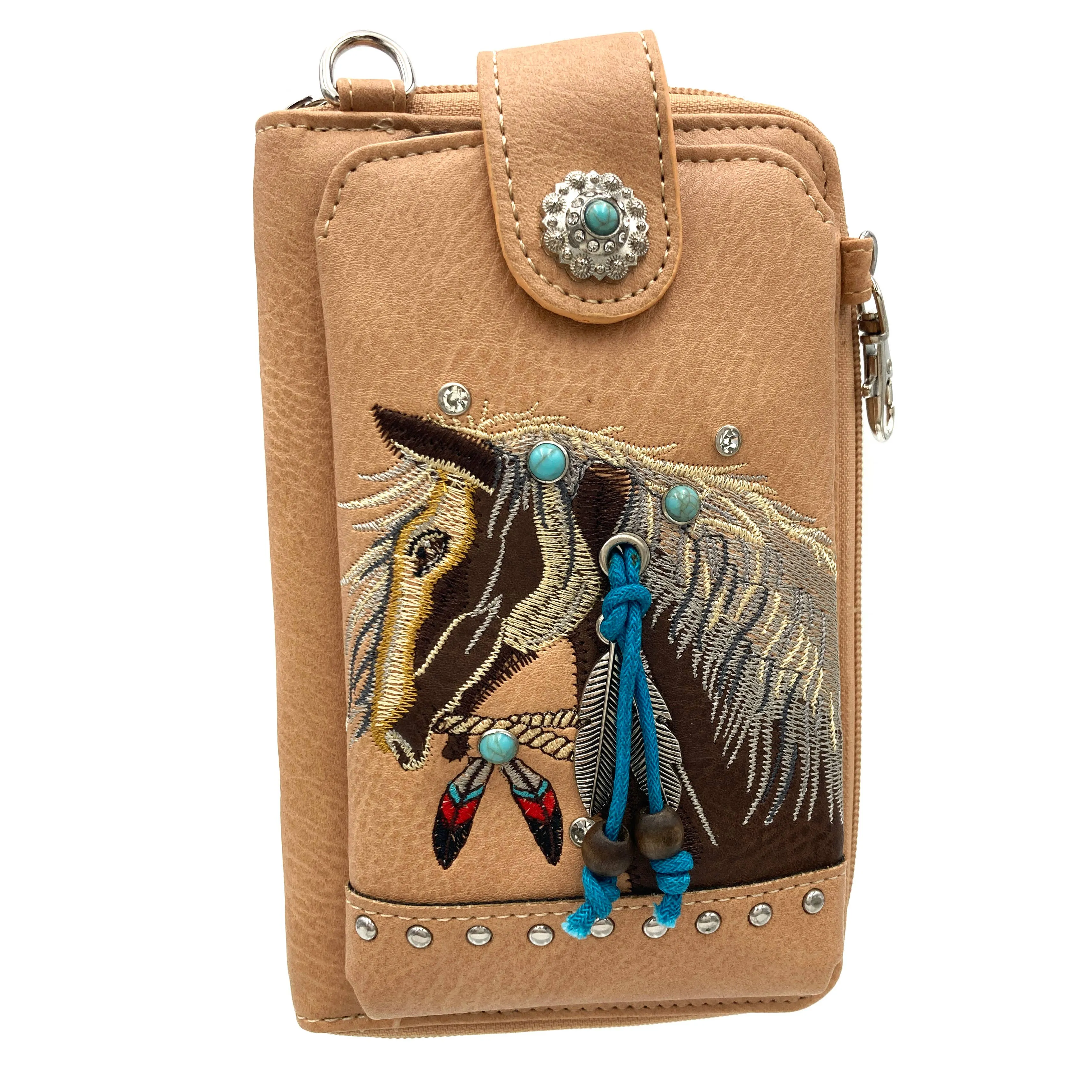 Embroidered Horse Crossbody Western Phone Wallet