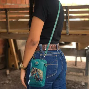 Embroidered Horse Crossbody Western Phone Wallet