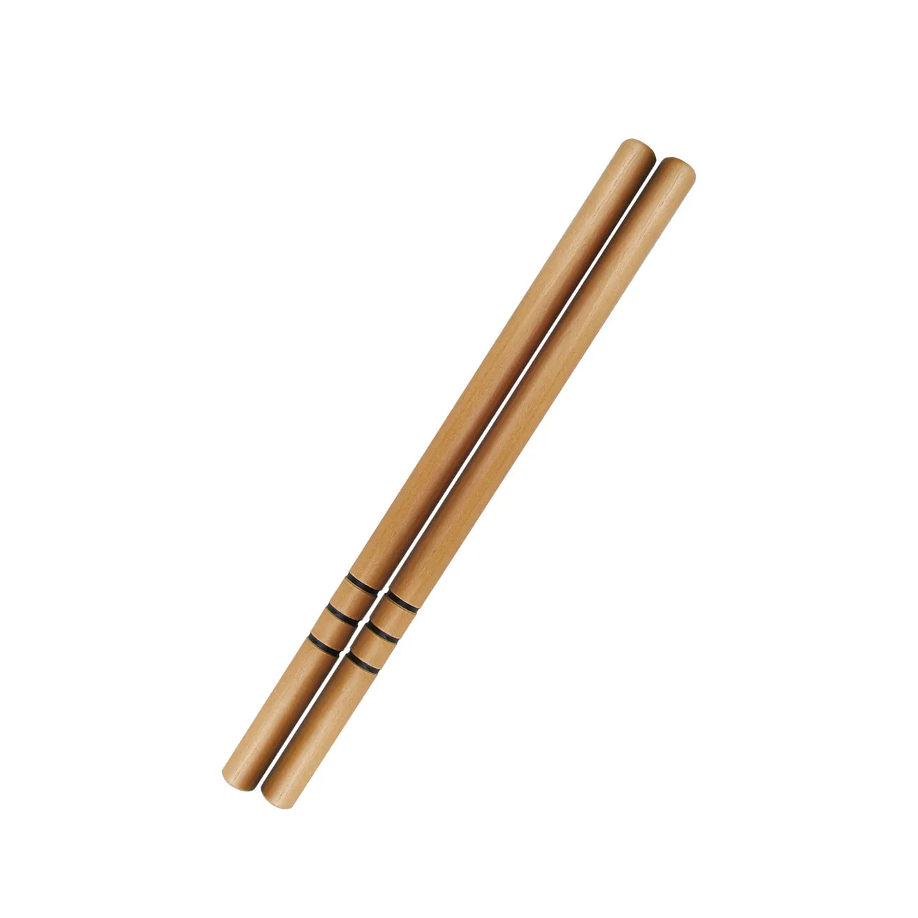 Escrima Stick, Wood, Thick 1.25"D, 3 Rings, Natural (Pair)