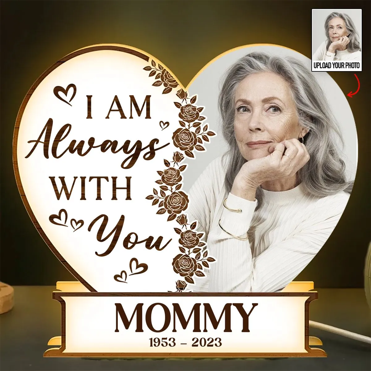 Family - I Am Always With You Heart-Shaped - Personalized Photo Light Box