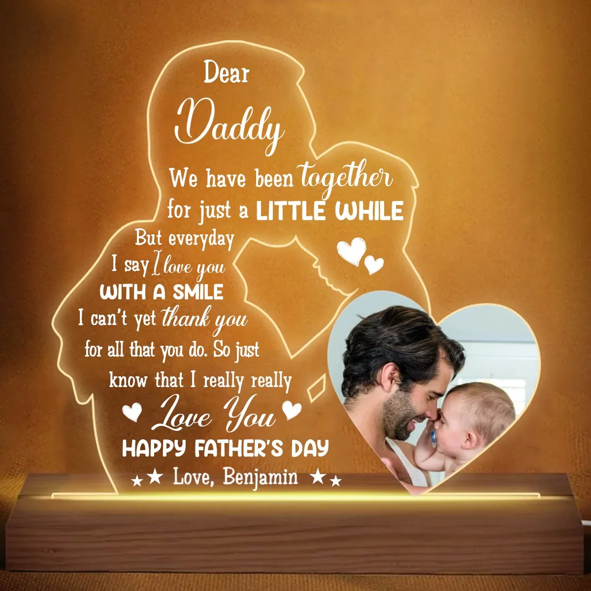 Father - Dear Dad We Have Been Together, Happy Father's Day - Personalized Plaque LED Lamp Night Light