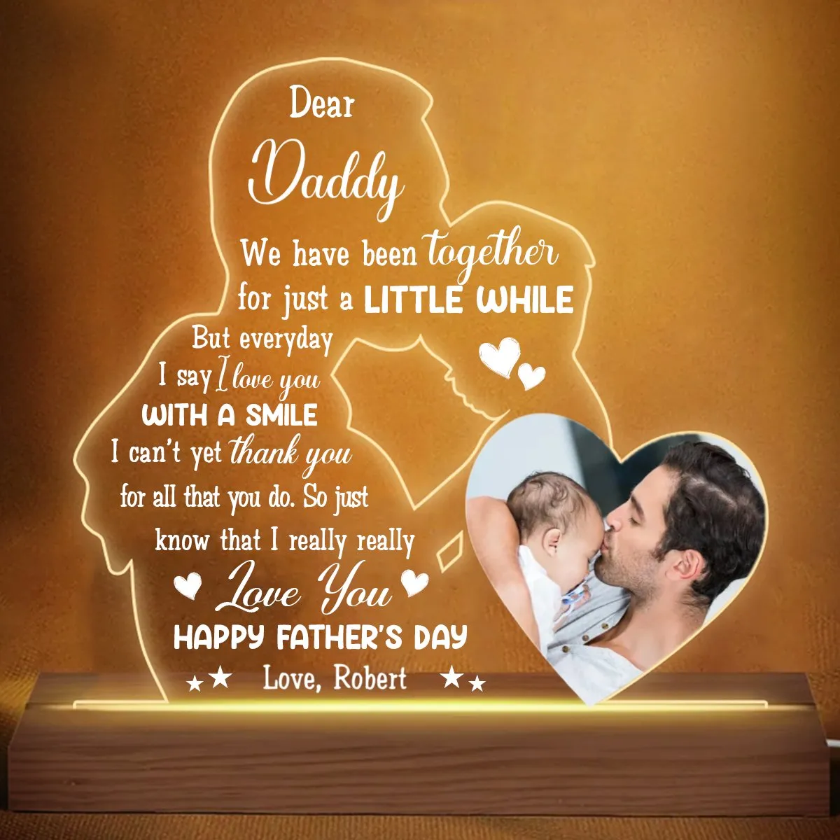 Father - Dear Dad We Have Been Together, Happy Father's Day - Personalized Plaque LED Lamp Night Light