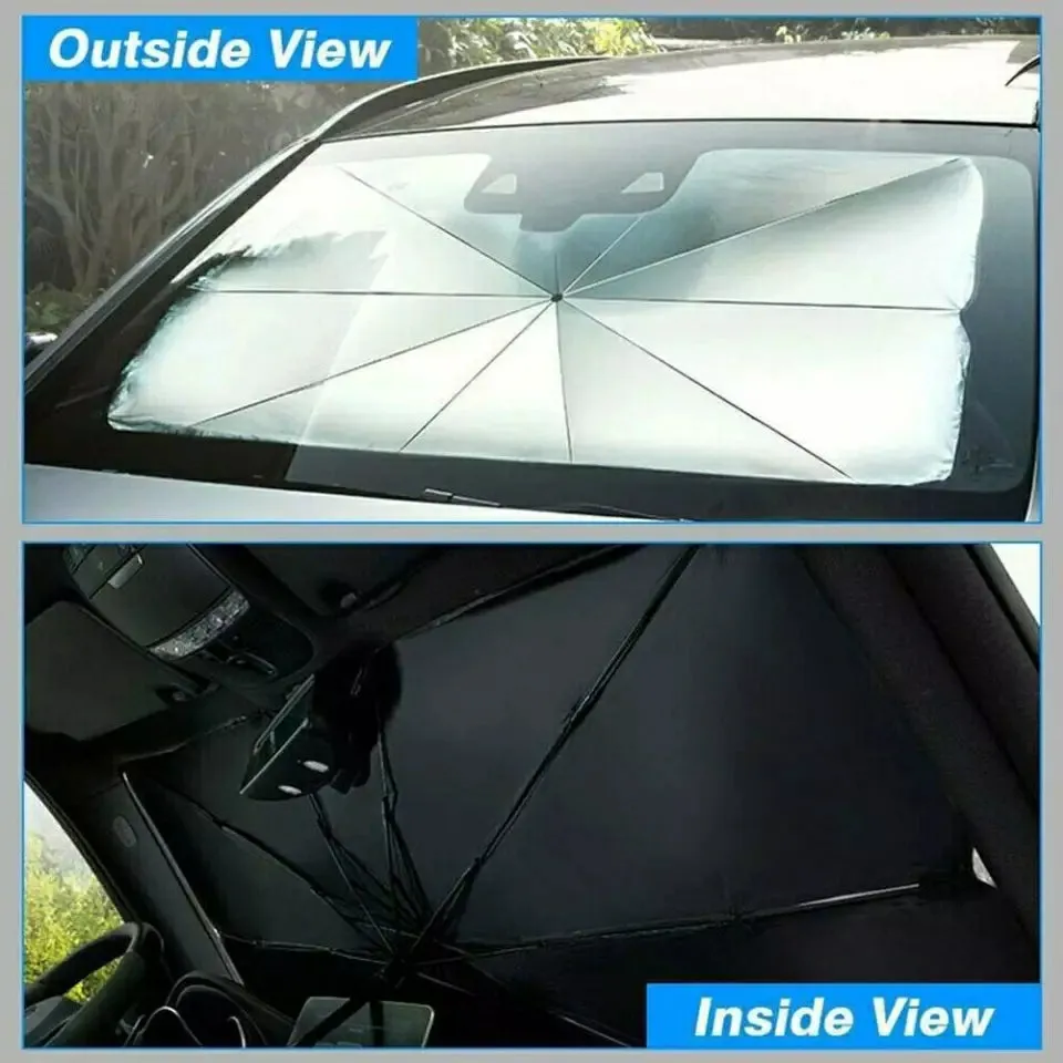 Foldable Windshield UV Block Sun Shade Car Front Window Heat Insulation Covering Umbrella - Black