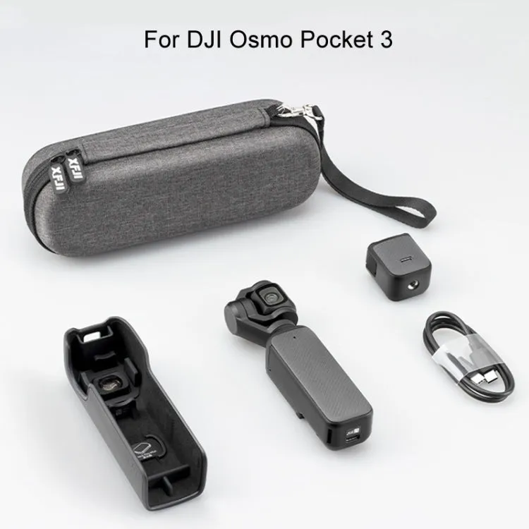 For DJI Osmo Pocket 3 XFJI Storage Box Waterproof Drop-proof Mini Body Handbag Accessories(Dark Gray)