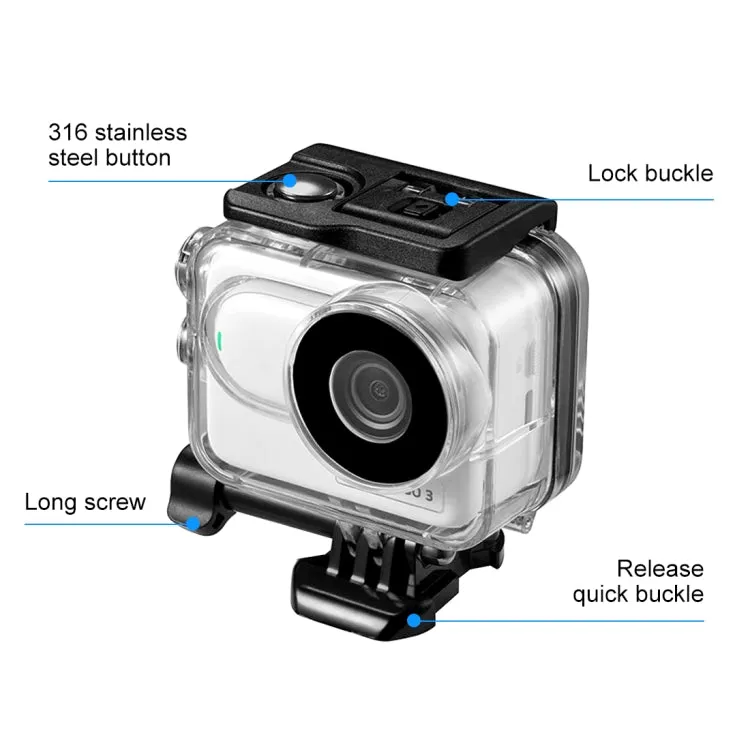 For Insta360 GO 3  / GO 3SPULUZ 60m Underwater Waterproof Housing Case with Base Adapter & Screw (Transparent)