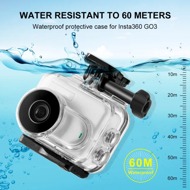 For Insta360 GO 3  / GO 3SPULUZ 60m Underwater Waterproof Housing Case with Base Adapter & Screw (Transparent)