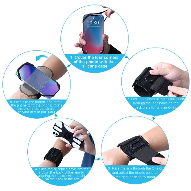 Four Claws Wide Removable Swivel Arm Wrist Strap Cell Phone Bag Sports Arm Bag For 4.5-7 inch Phone(Black)