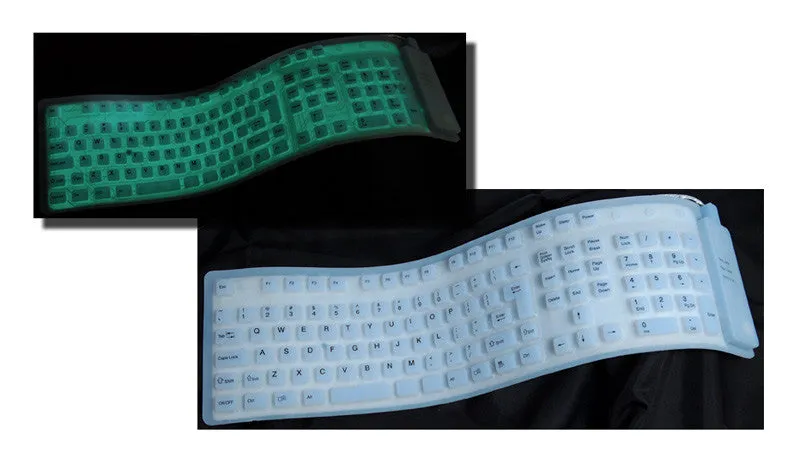 Full Size 109 Key Flexible Roll-Up USB Keyboard With Illuminated Keys