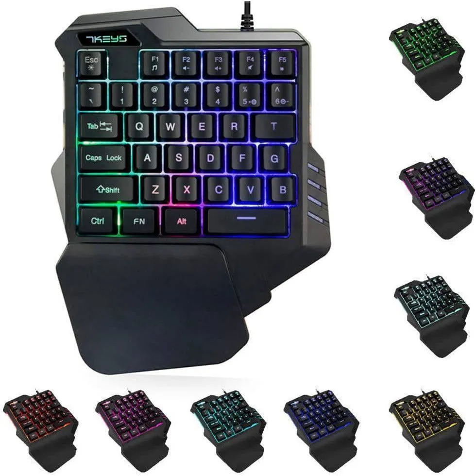 G30 Wired Gaming Keyboard with LED Backlight, Single Hand 35 Keys Membrane Keyboard for PUBG / Freefire / CF Mobile