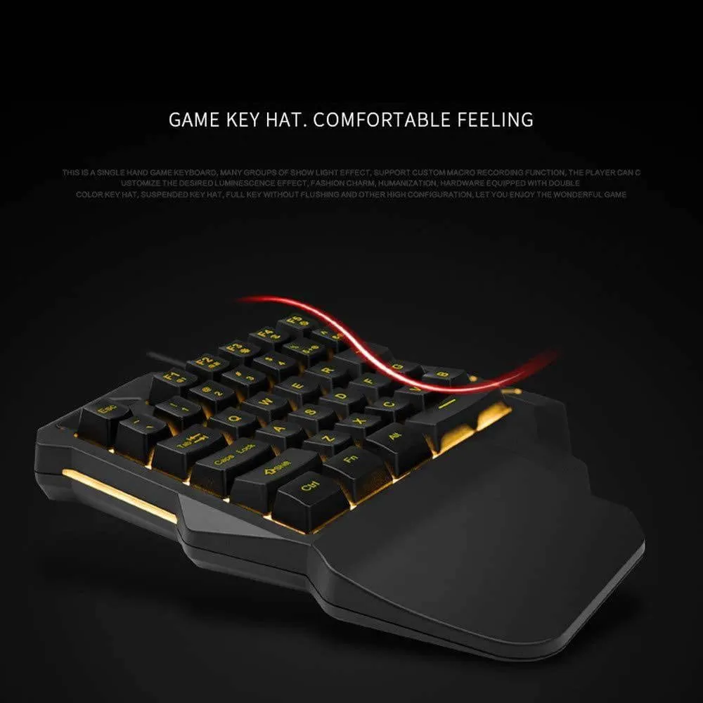 G30 Wired Gaming Keyboard with LED Backlight, Single Hand 35 Keys Membrane Keyboard for PUBG / Freefire / CF Mobile