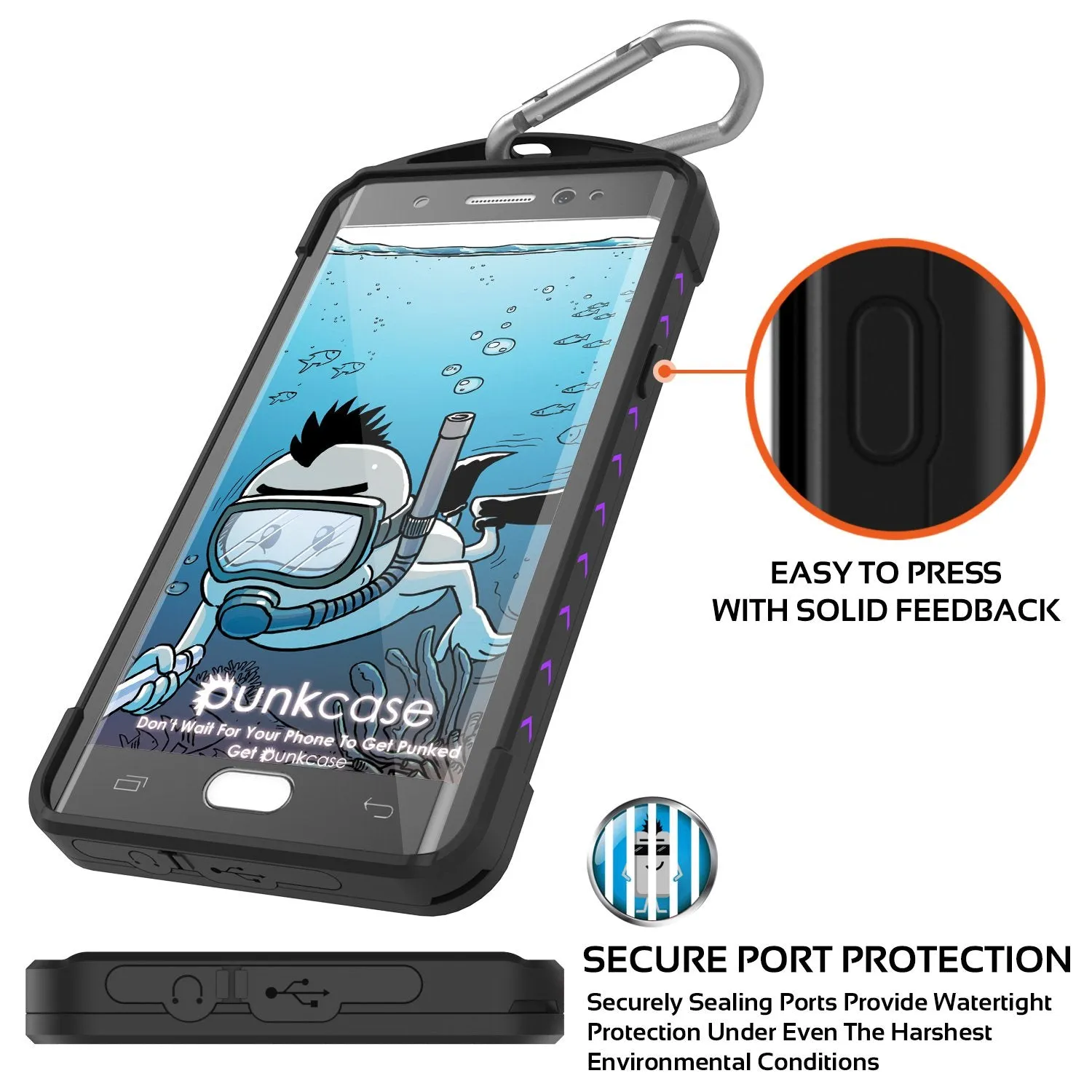 Galaxy Note FE Waterproof Case, Punkcase WEBSTER Series, Purple | Heavy Duty Armor Cover